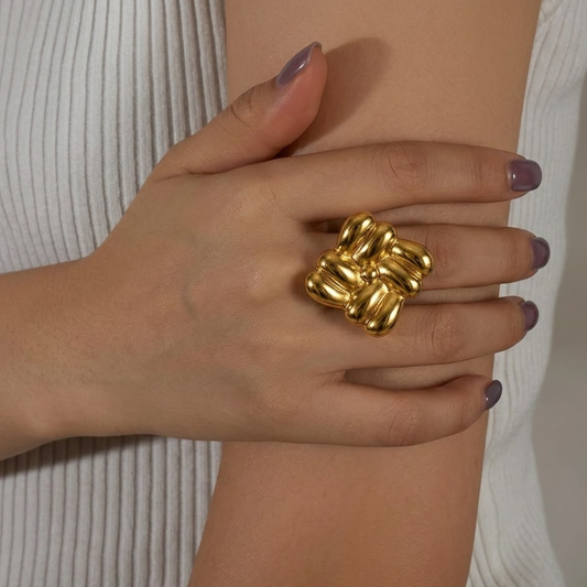18K Gold Plated Golden Pebble Ring