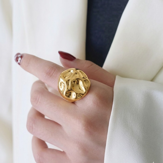 18K Gold Plated Molten Gold Statement Ring