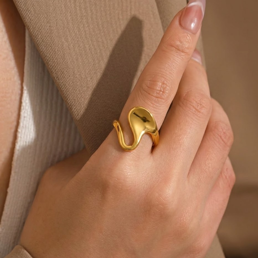 18k Gold Plated Adjustable Modern Twist Ring
