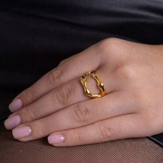 18K Gold Plated Golden Drift Open Ring