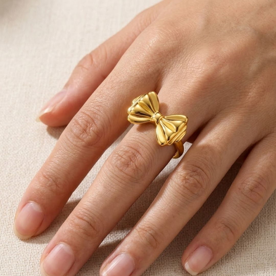 18K Gold Plated Royal Ribbon Bow Ring