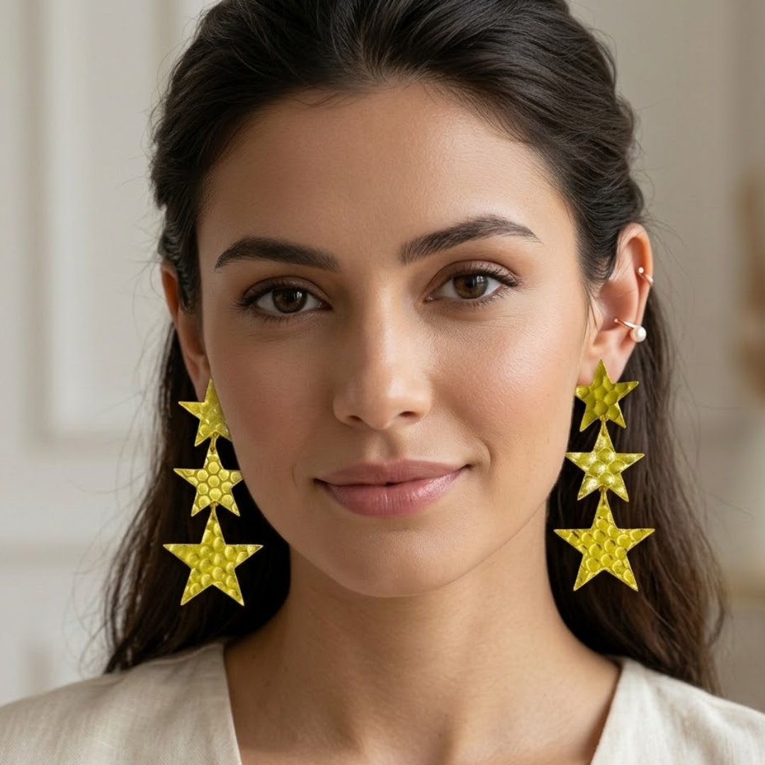 Golden Star Statement Earrings