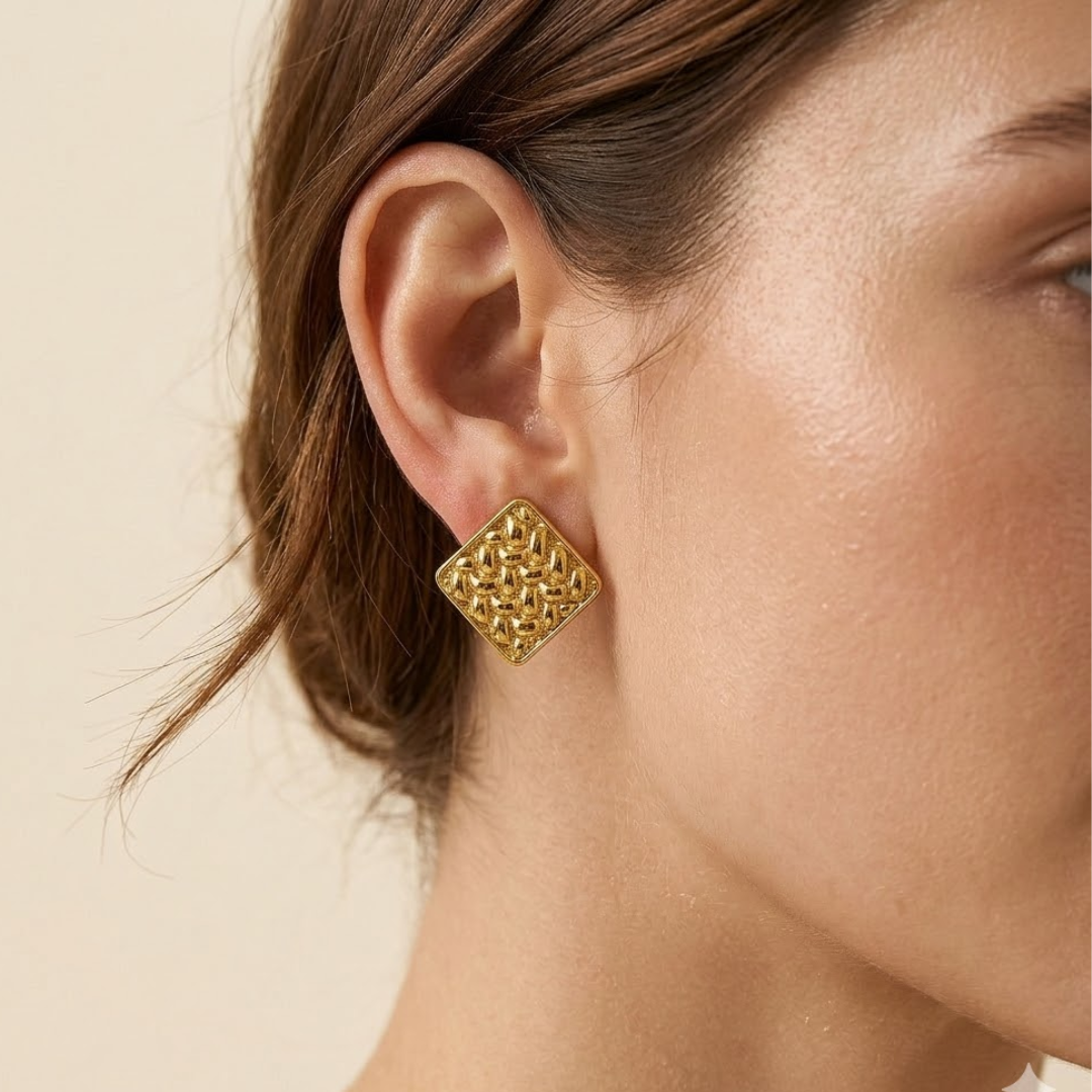 Chunky Golden Square Earring