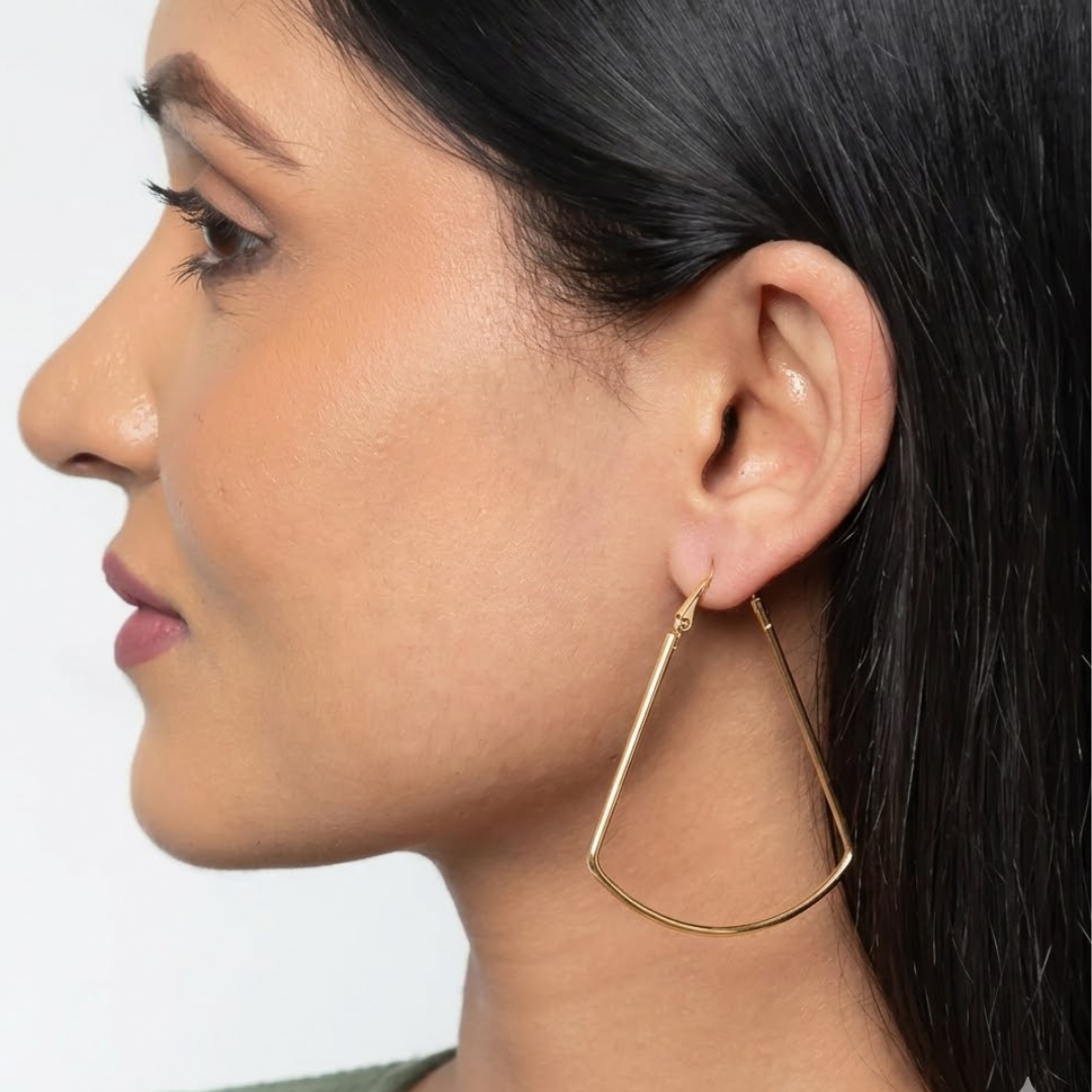 18k Gold Plated Oval Hoop Earrings