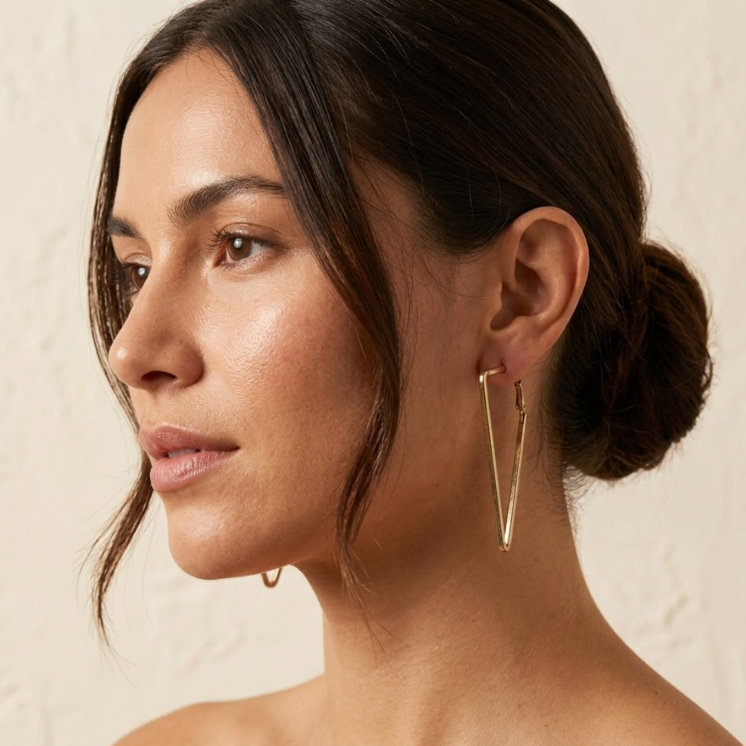 18k Gold Plated Triangle Hoop Earrings