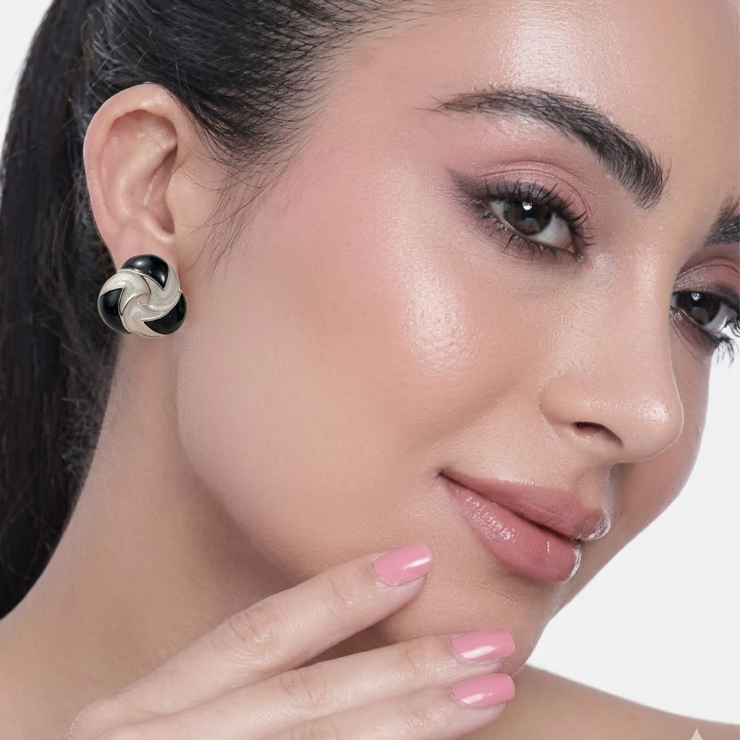Monochrome Swirls Design Earring
