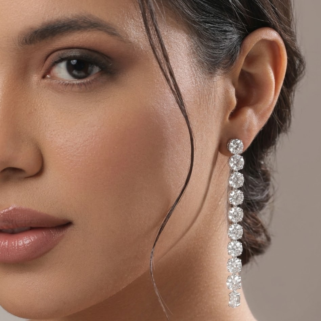 Long Solitaire Chain Earrings