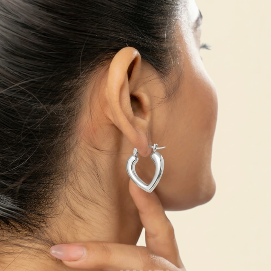 Anti-Tarnish Valentine Heart Silver Earrings