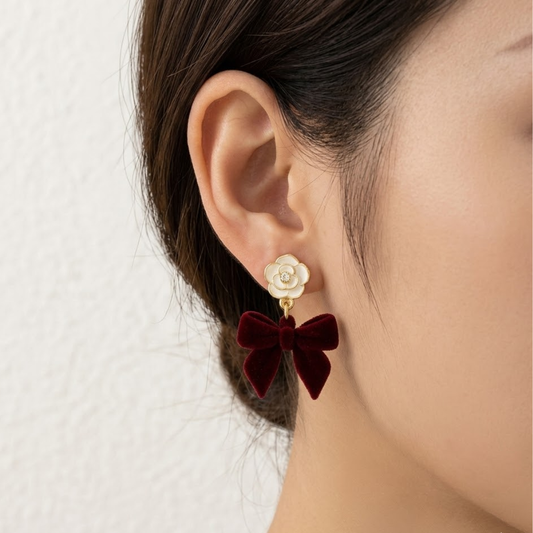 Sweet Velvet Pearl Drops Earring