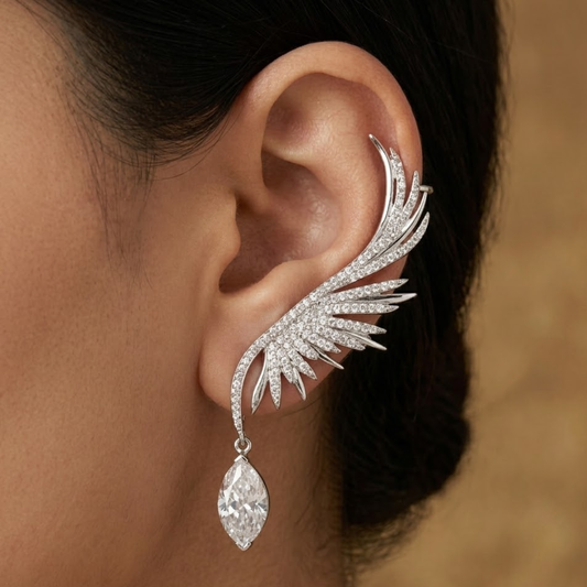 Sparkling Wing-Shaped Statement Earrings