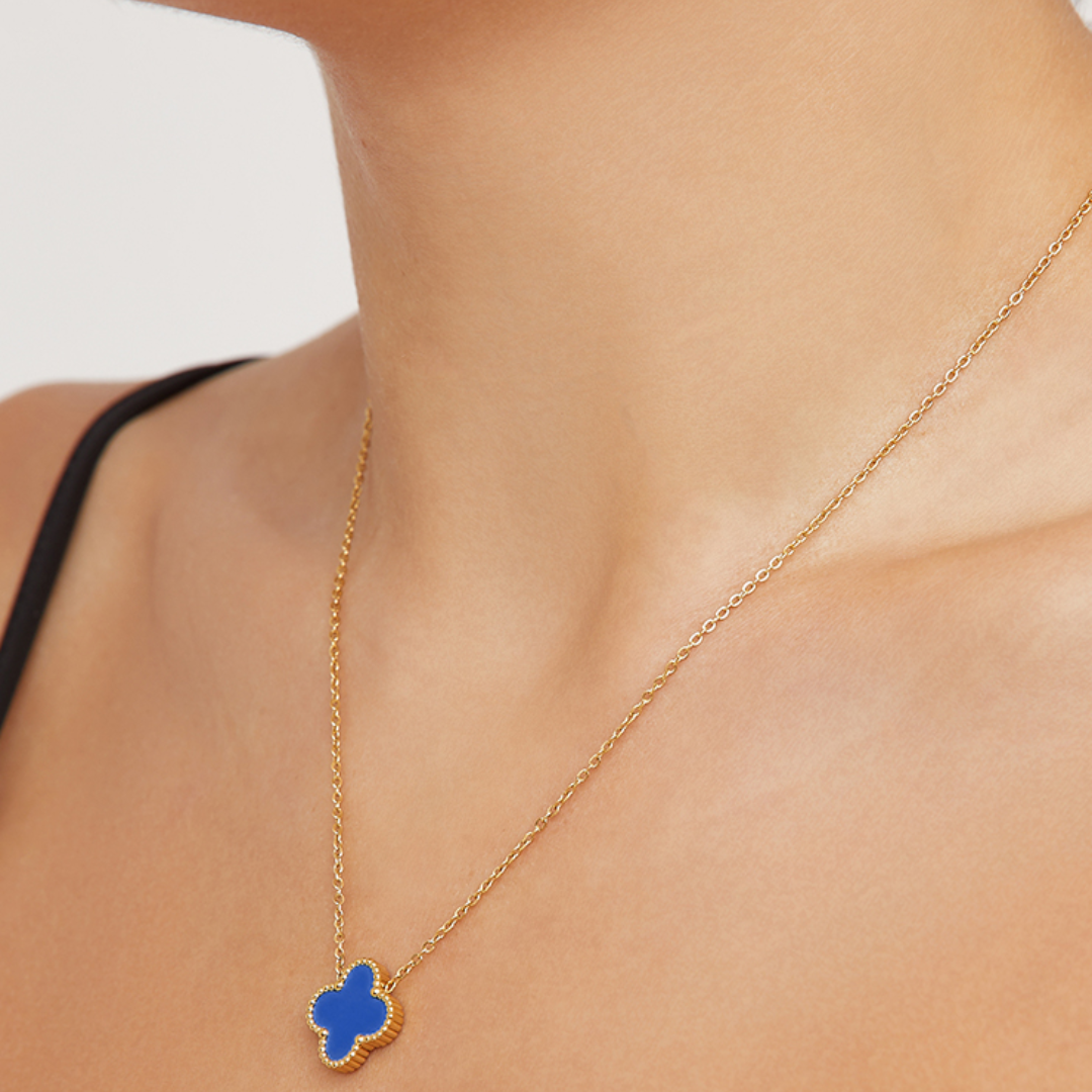 18k Gold Plated Blue Pendant  Anti Tarnish Neckalce