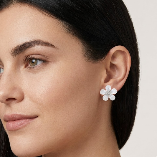 Luna Opal Flower Studs Earrings
