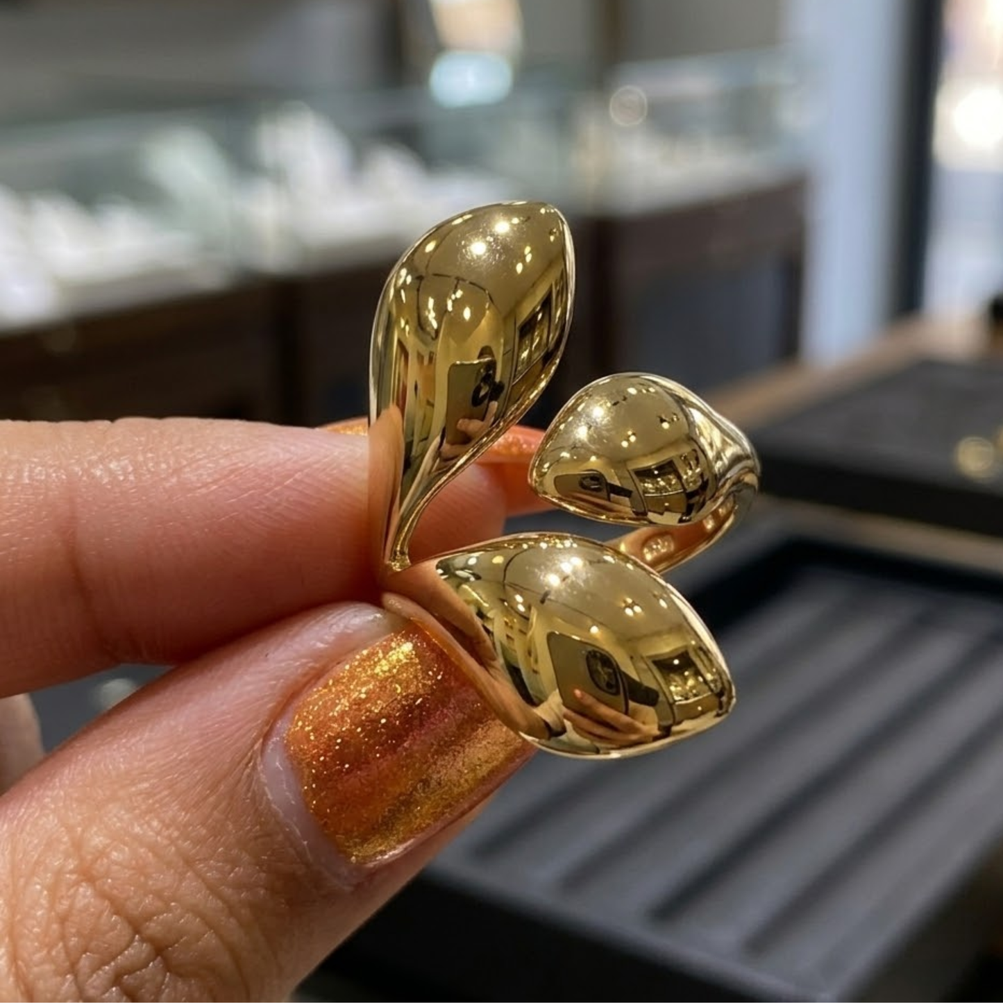 18K Gold Plated Golden Leaf Bloom Ring