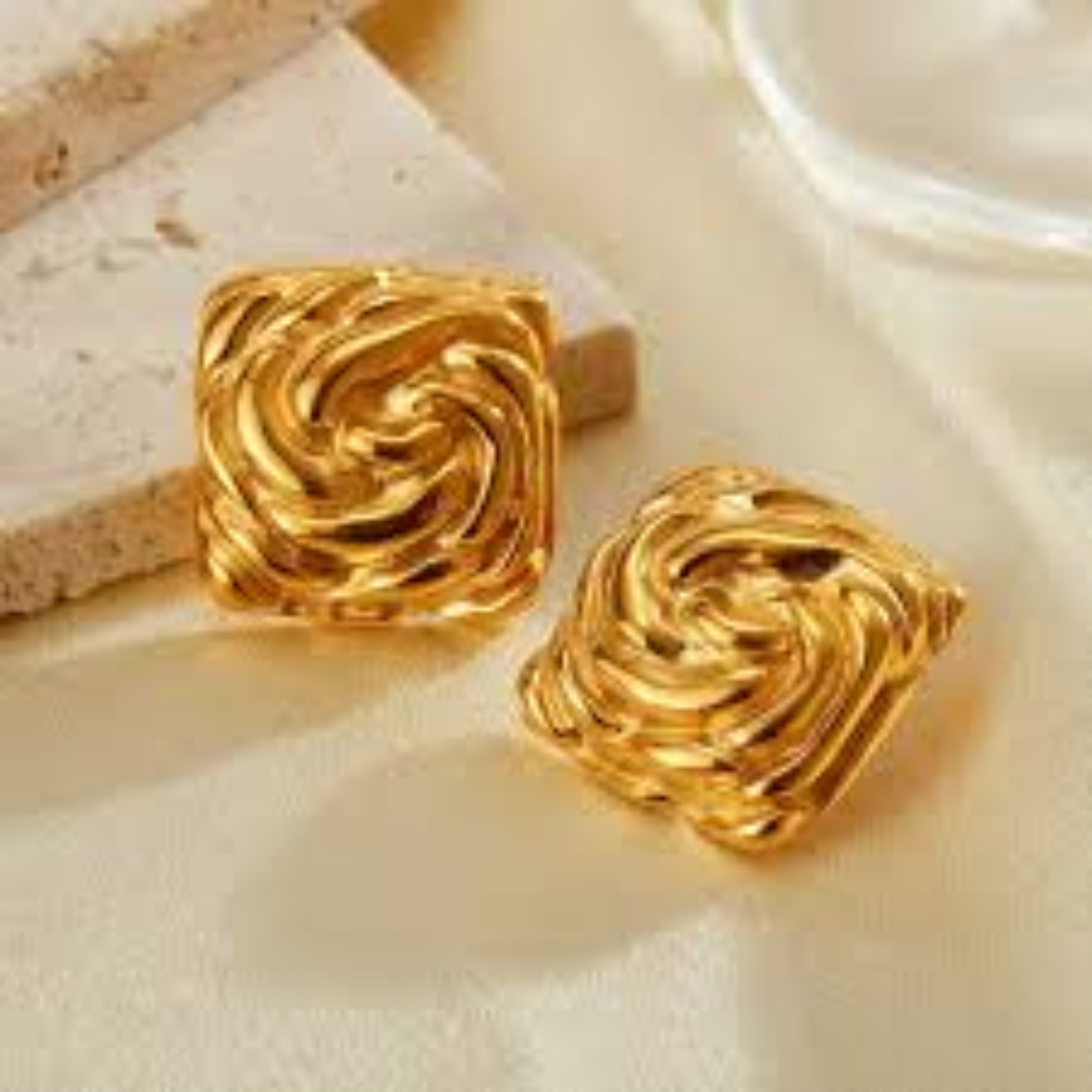 18k Gold Plated Velora Gold Weave Earrings