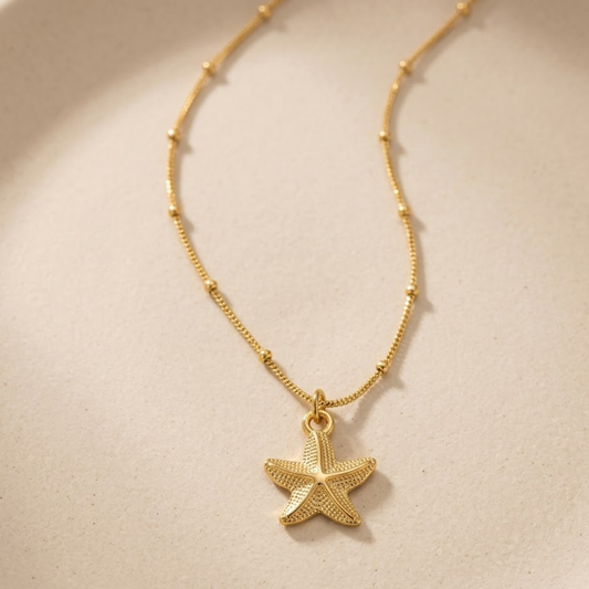 18k Gold Plated Ocean Starfish Pendant Necklace