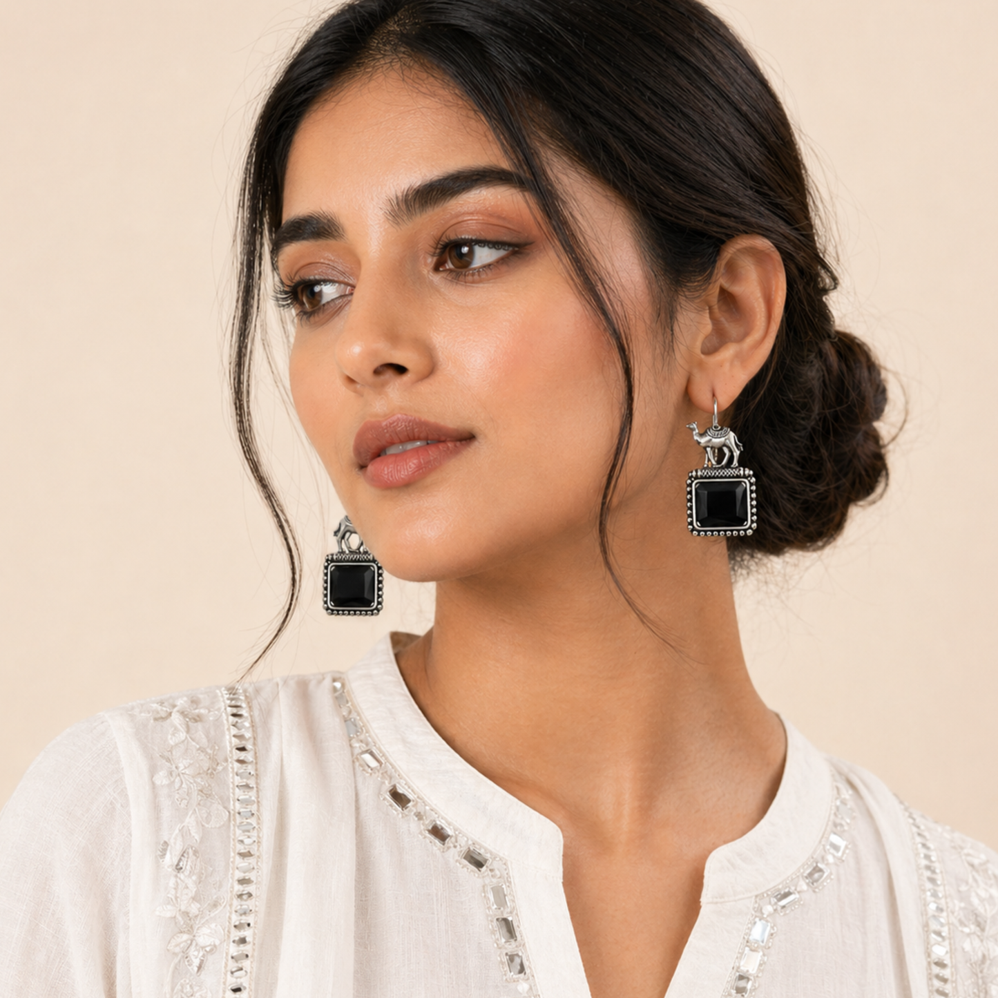 Rajasthan Camel Drop Oxidised Earrings