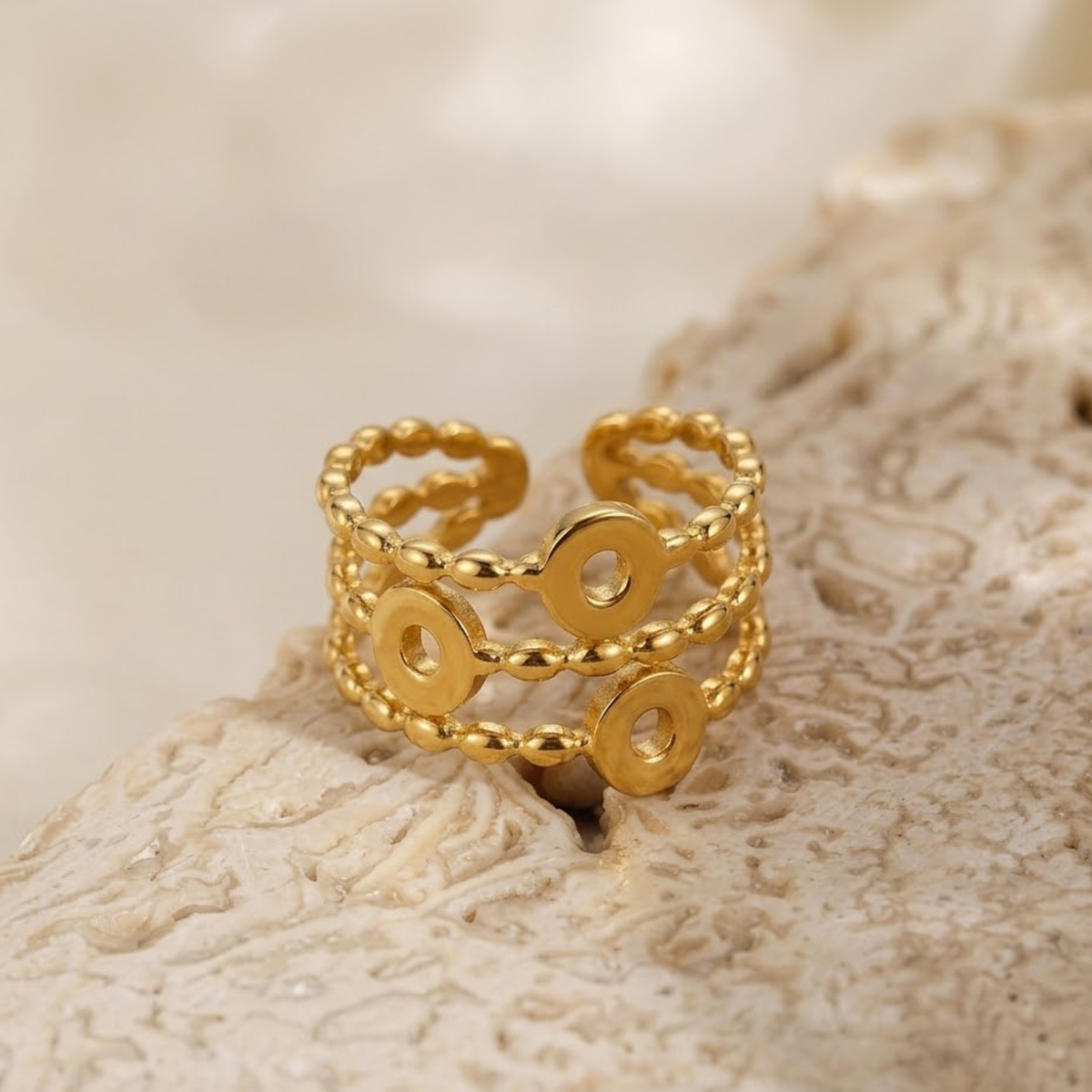 Elegant Multi-Layer Coin Gold Ring