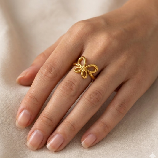 18K Gold Plated Cute Butterfly Adjustable Ring