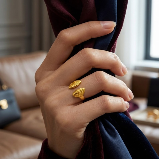 18k Gold Plated Leaf of Light Ring