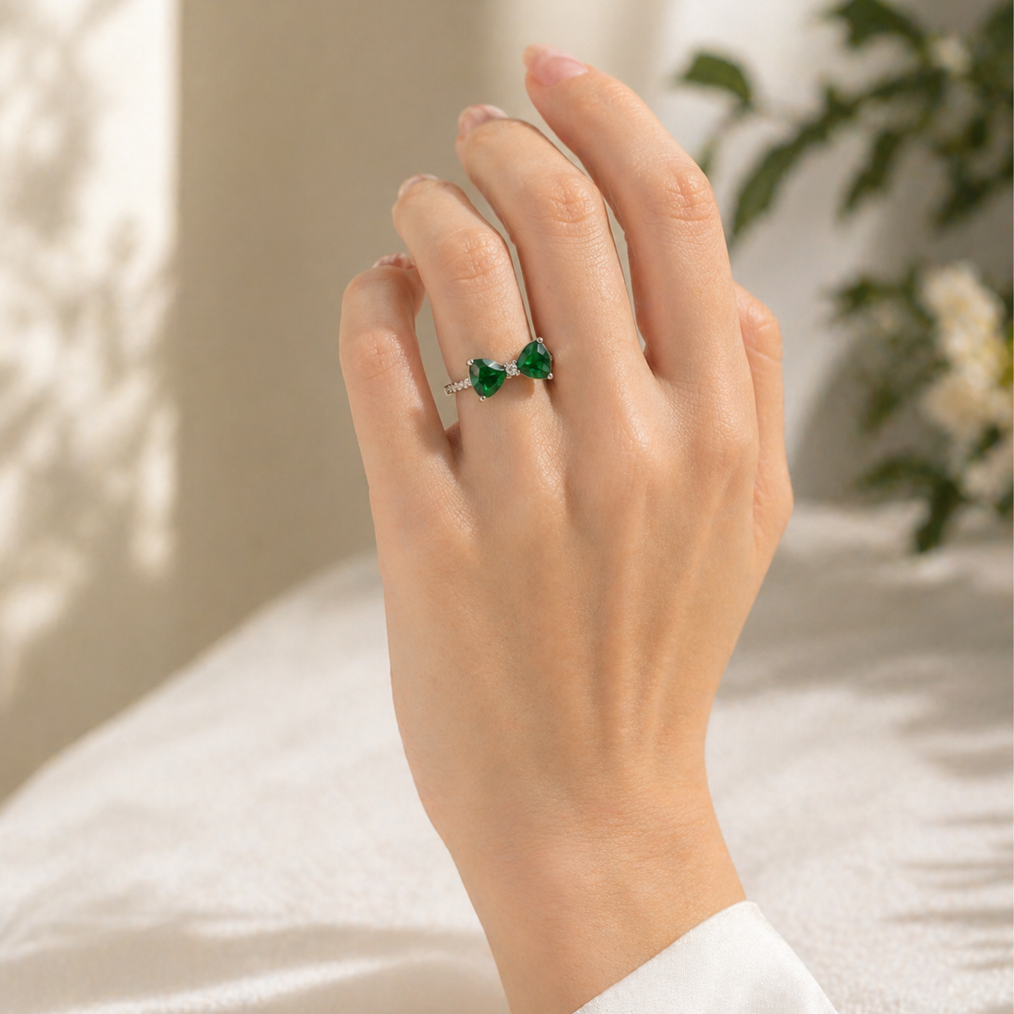 Green Bow AD Silver Ring