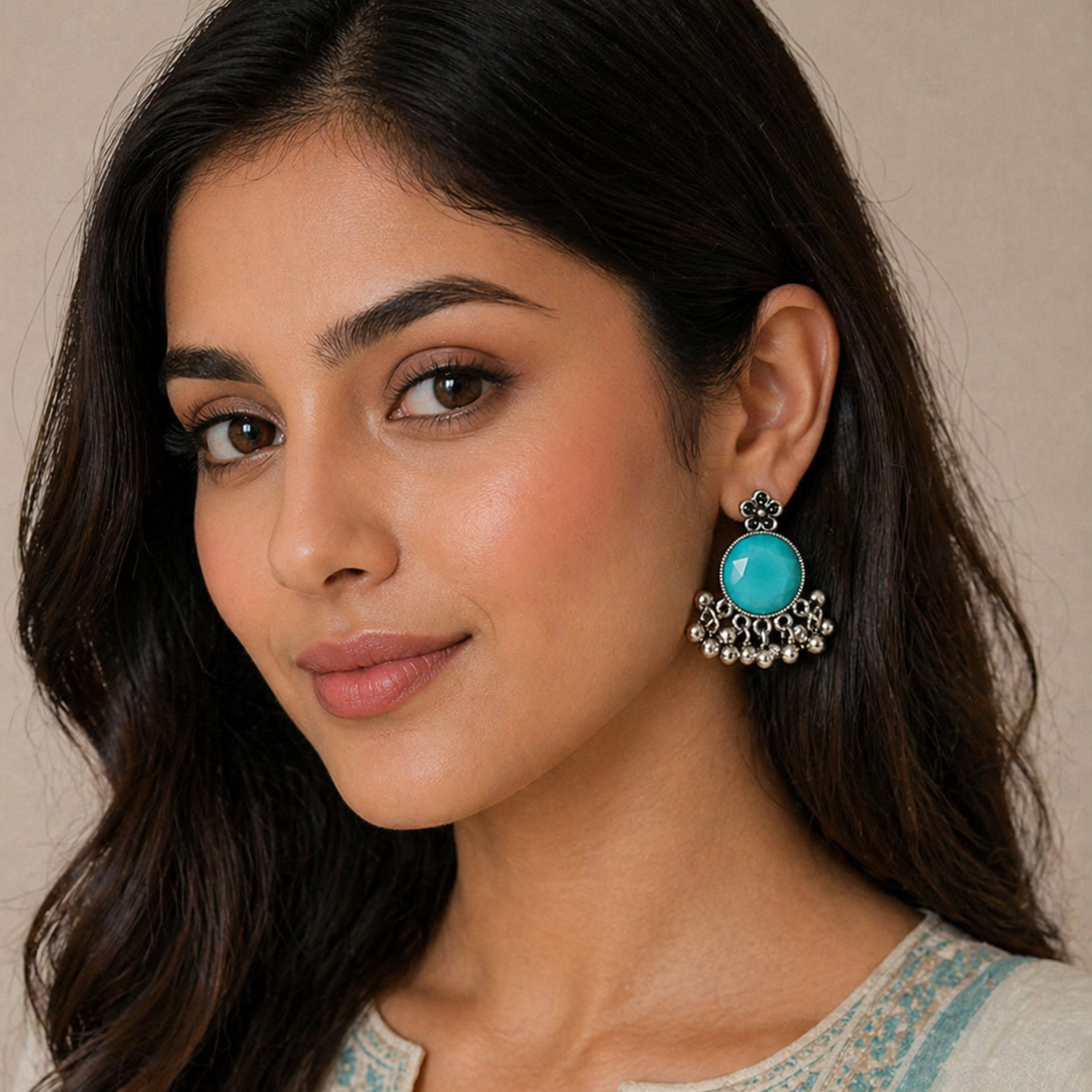 Moon Glow Chandbali Oxidised Earrings