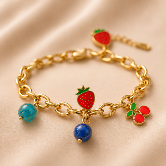 18k Gold Plated Sea & Cherry Dream Bracelet