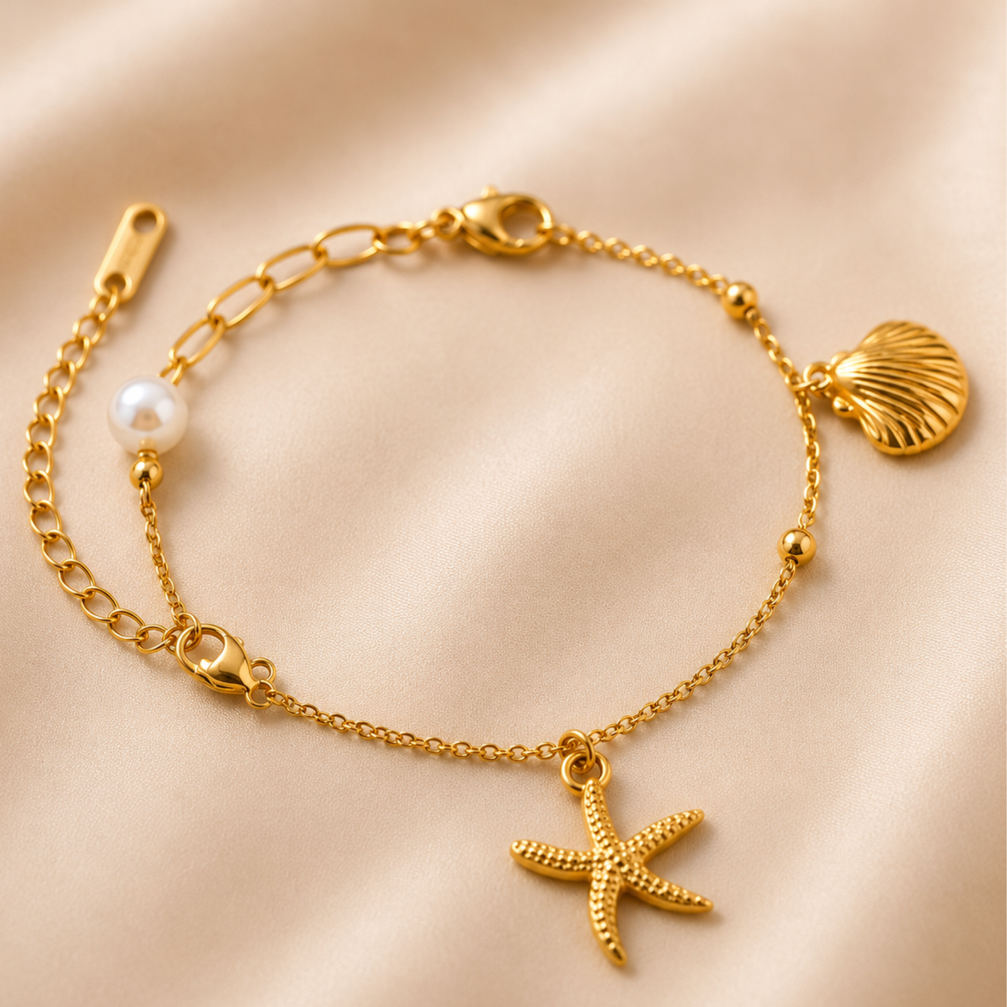 Sea Shell Charm Gold Bracelet