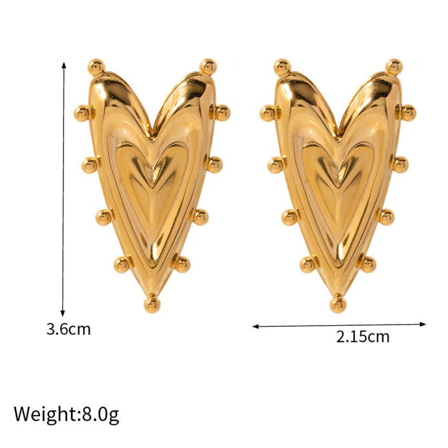 18K Gold Plated Golden Heart Glow Earrings