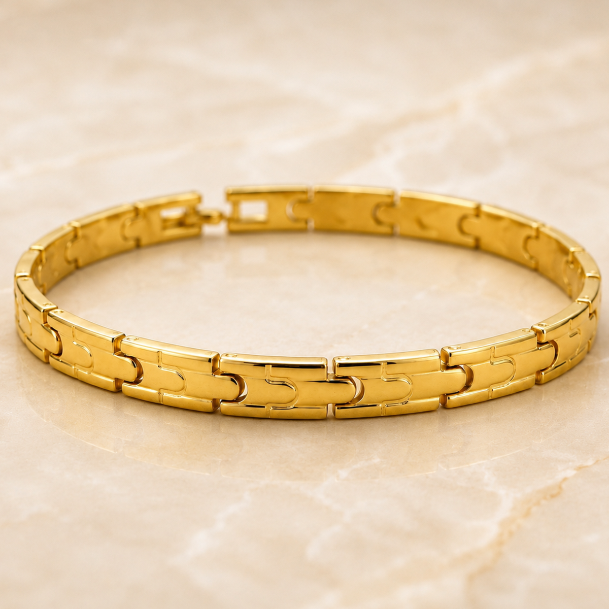 Men-18K Gold Plated Zenith Interlock Bracelet