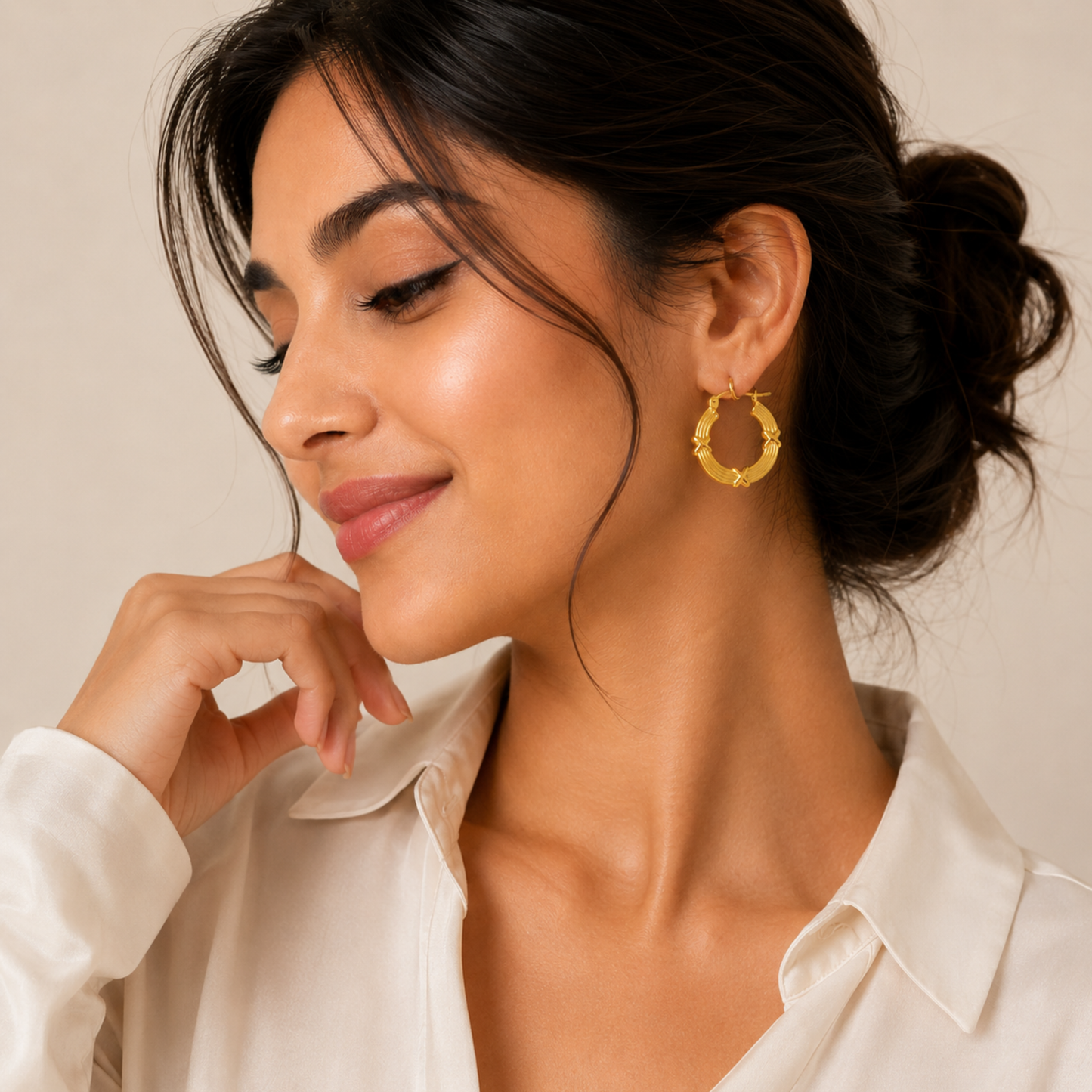 Golden Eterna Shine Hoops Anti Tarnish Earring