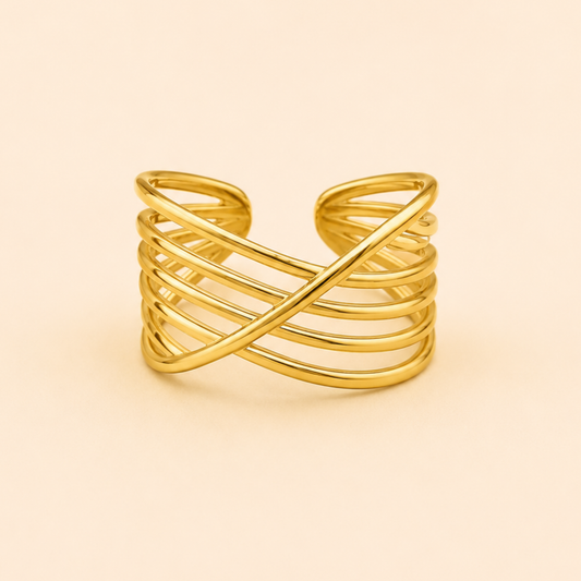 18K Gold Plated Luxe Criss Cross Ring
