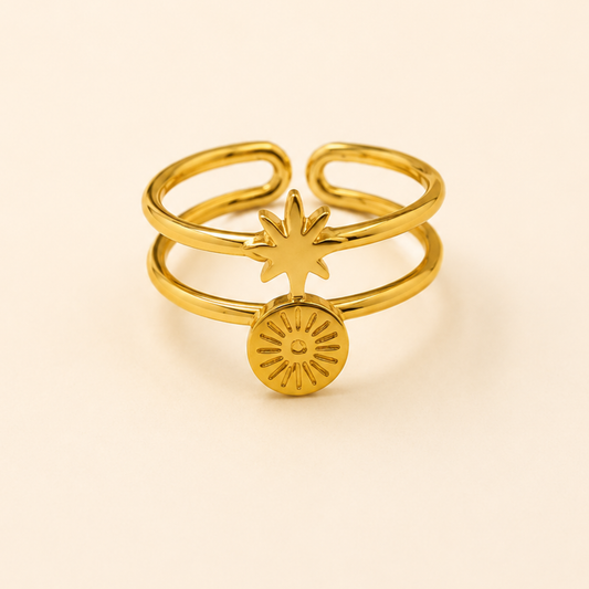 18K Gold Plated Royal Sun & Star Ring