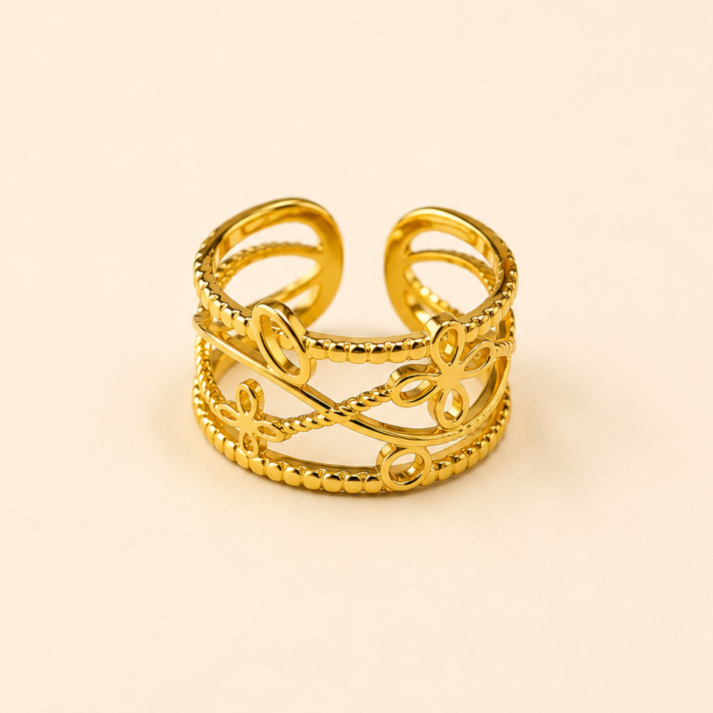 18K Gold Plated Cute Gold Flower Ring
