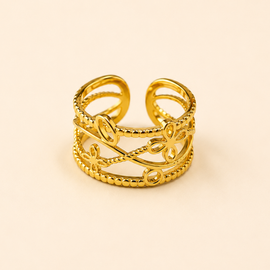 18K Gold Plated Cute Gold Flower Ring