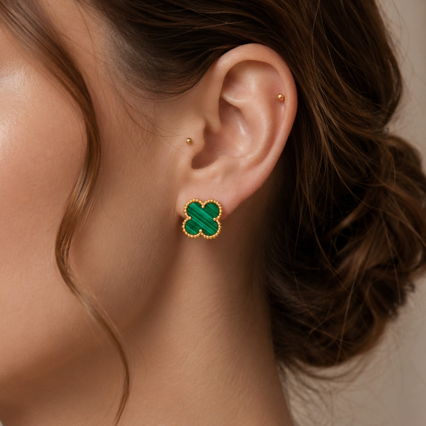 Green Clover Anti Tarnish Stud Earring