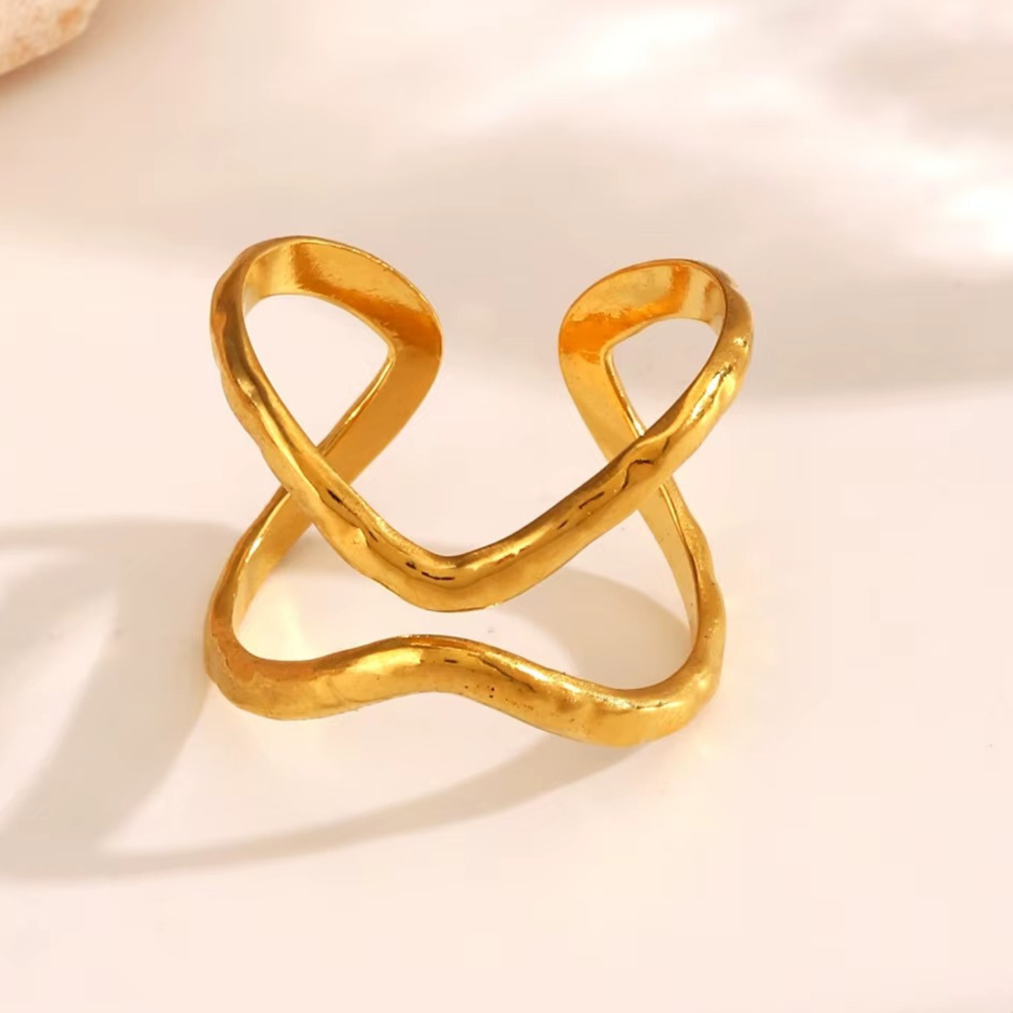 18K Gold Plated Luxe Criss Cross Ring