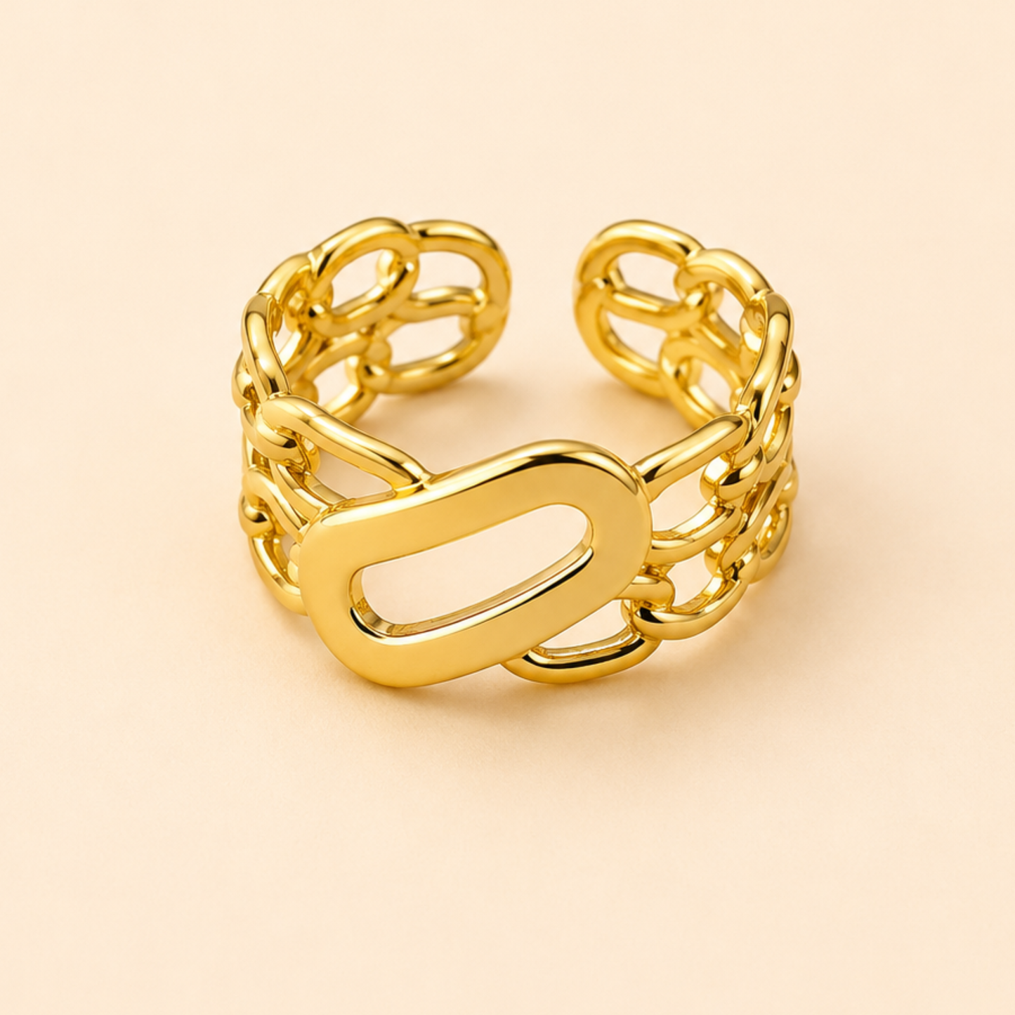 18K Gold Plated Elite Link Gold Ring