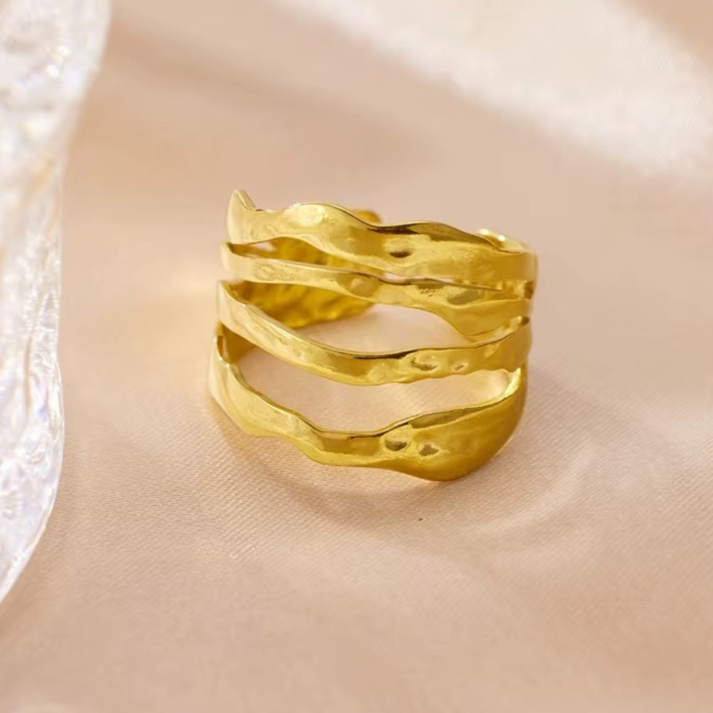 18K Gold Plated Golden Wave Stack Ring