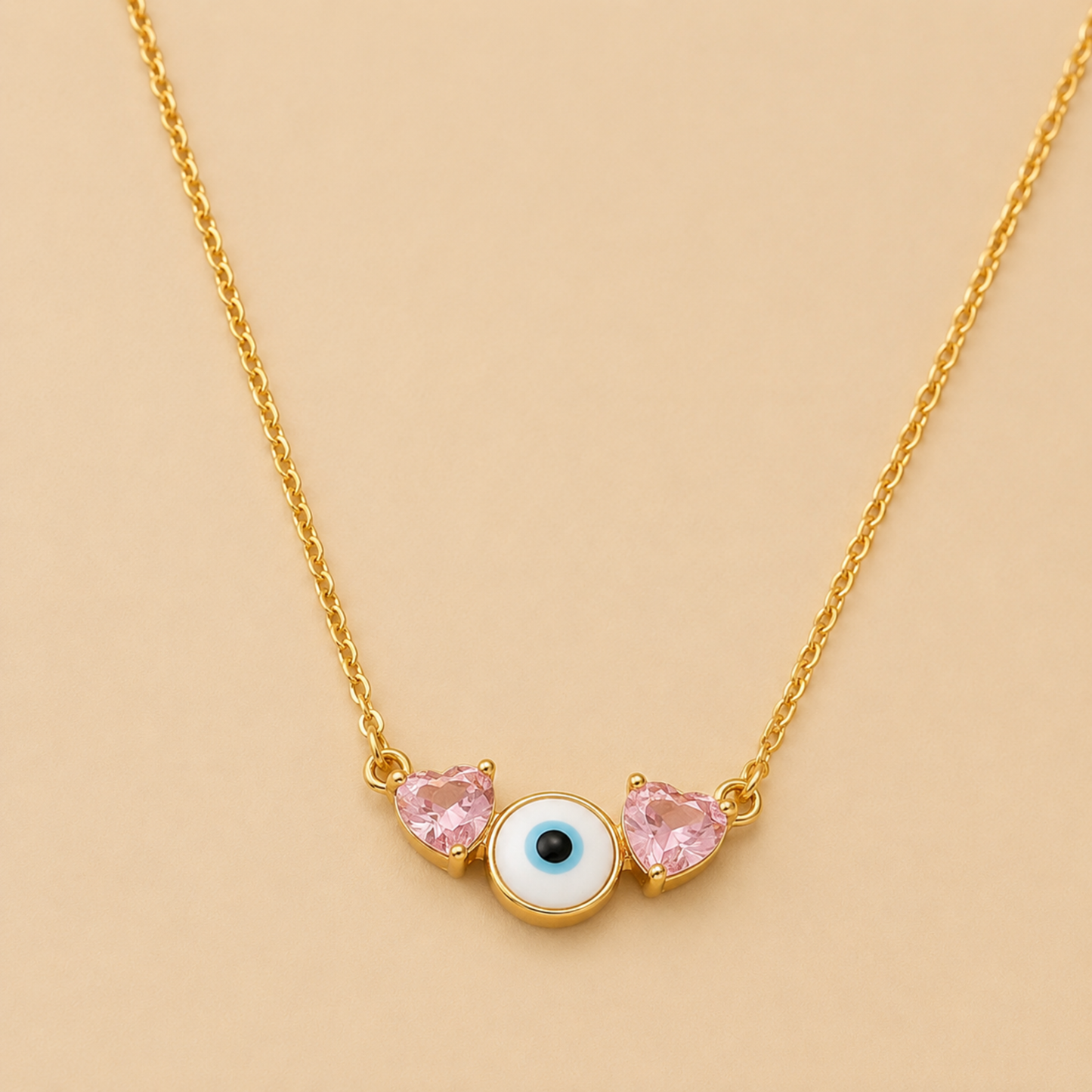 Blush Heart Evil Eye Necklace