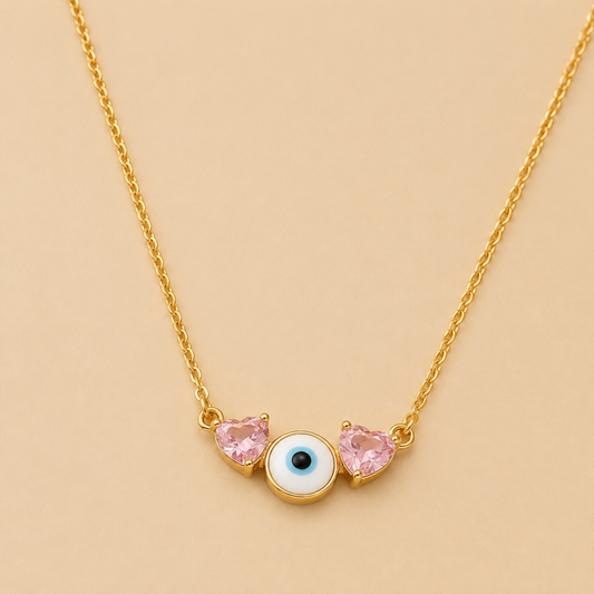 Blush Heart Evil Eye Necklace