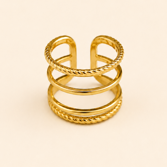 18K Gold Plated Trendy Multi Layer Ring
