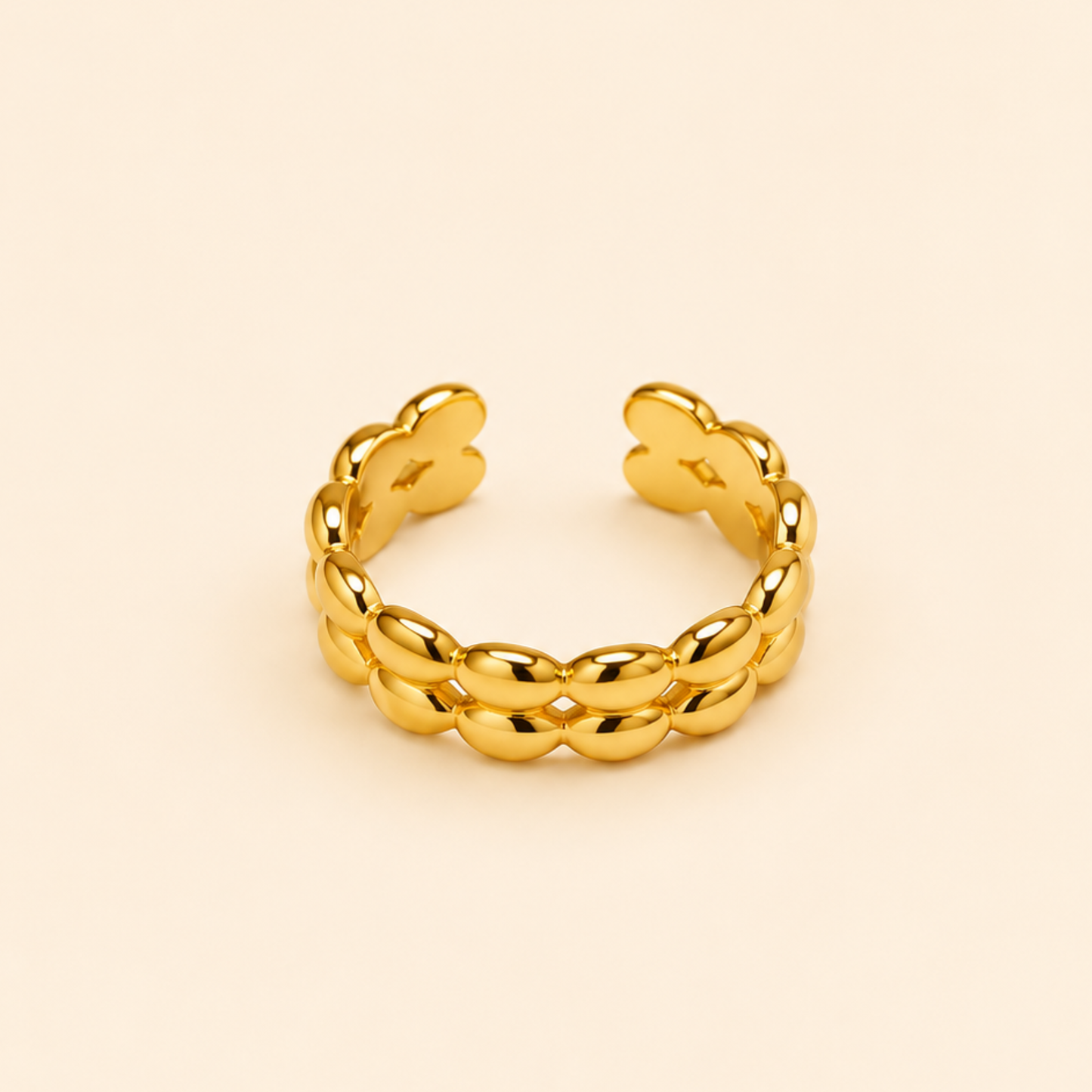 18K Gold Plated Golden Braid Adjustable Ring