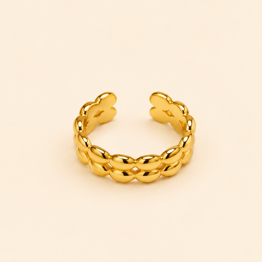 18K Gold Plated Golden Braid Adjustable Ring