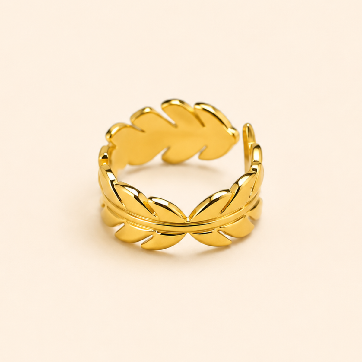 18K Gold Plated Golden Laurel Leaf Ring