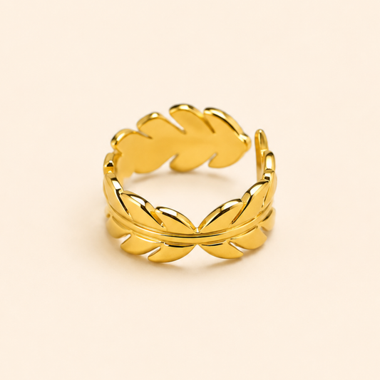 18K Gold Plated Golden Laurel Leaf Ring