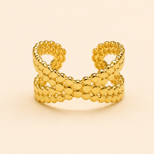 18K Gold Plated Royal Pebble Statement Ring