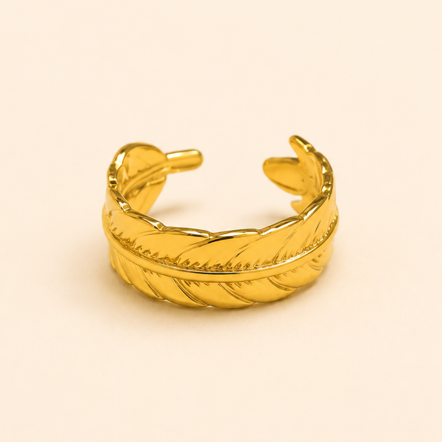 18K Gold Plated Golden Feather Wrap Ring