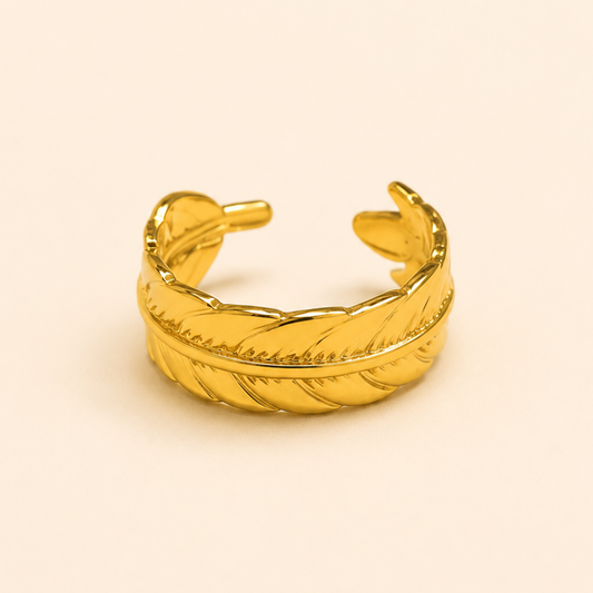 18K Gold Plated Golden Feather Wrap Ring