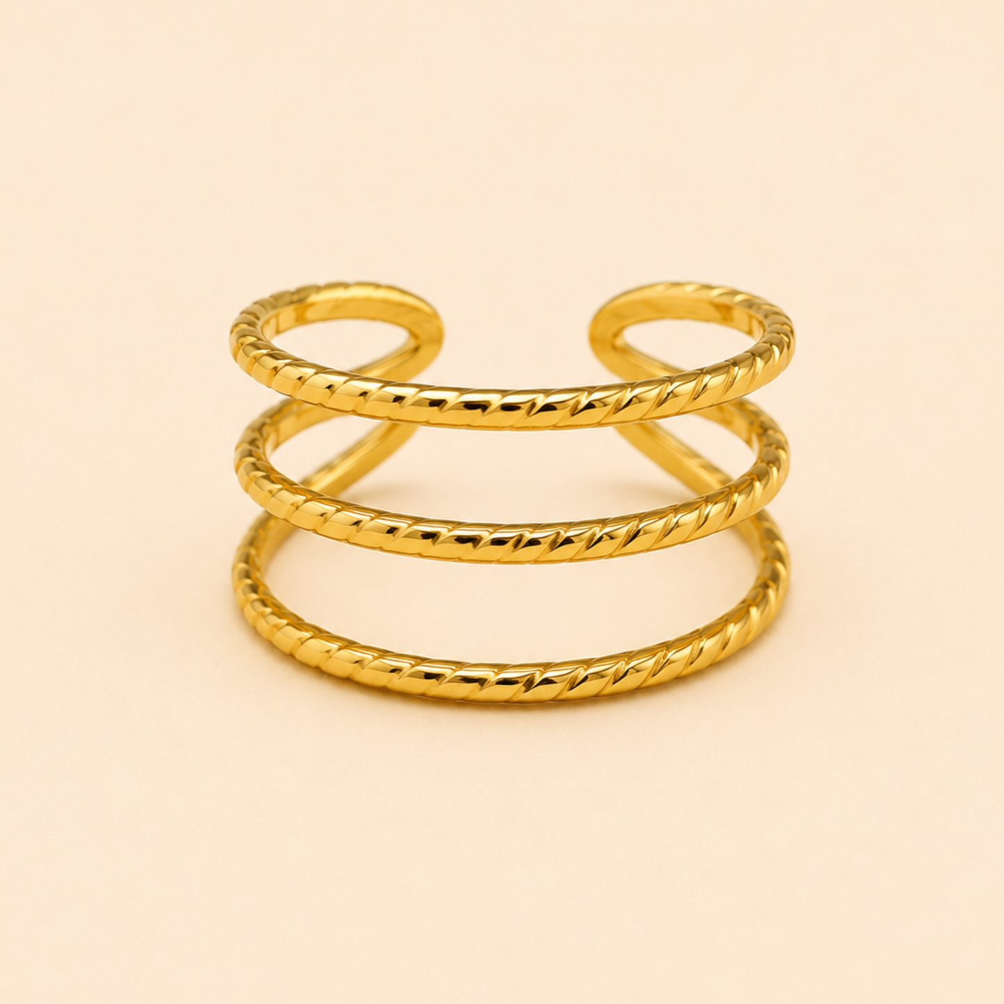 18K Gold Plated Golden Triple Layer Ring