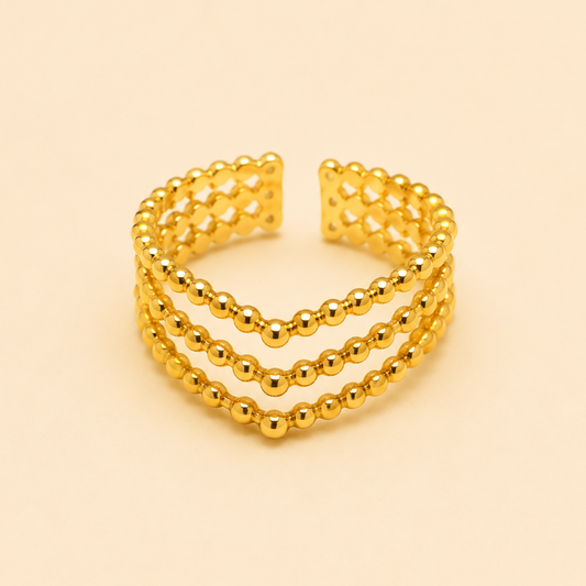 18K Gold Plated Luxe Triple Dot Ring